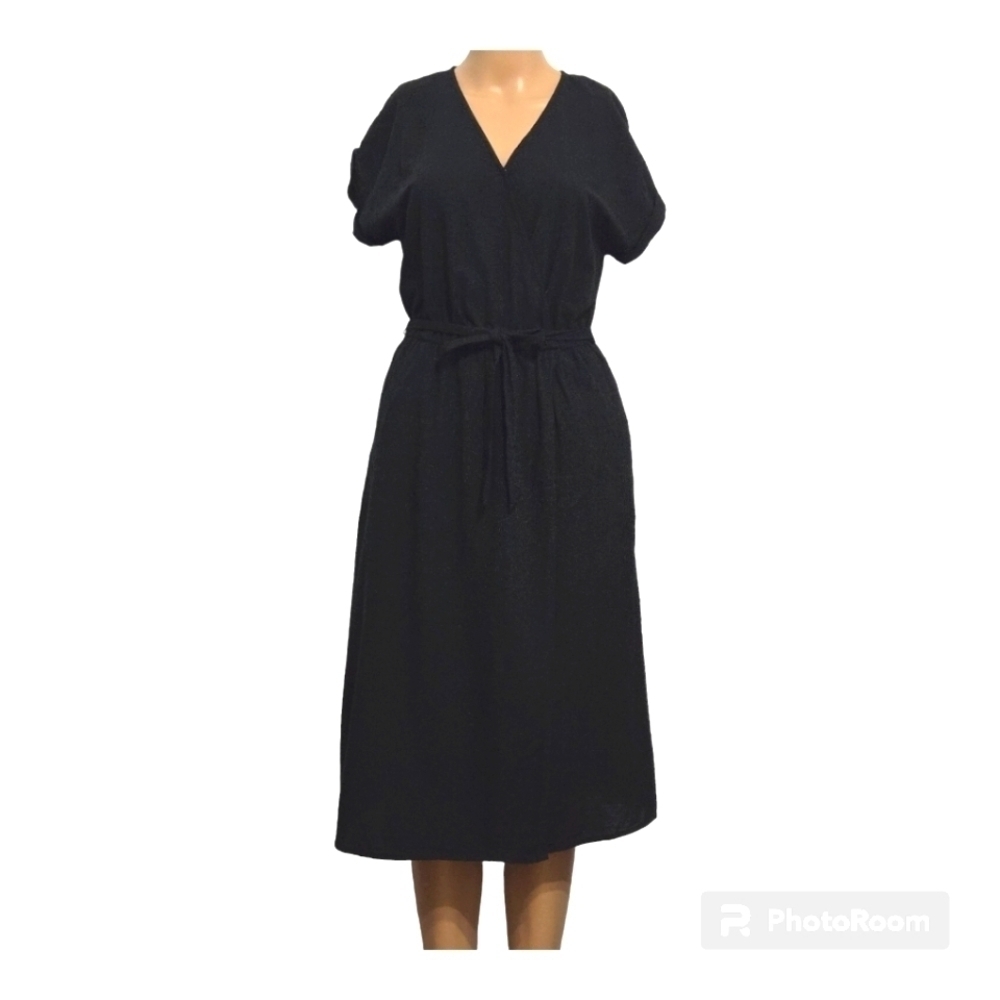 Universal Thread Black Midi Wrapped Dress